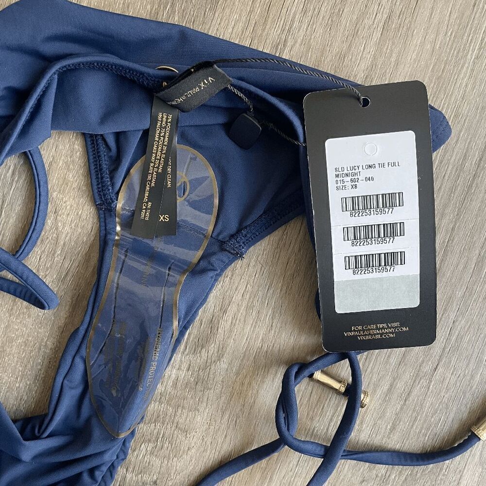 NWT Vix Lucy Long Tie Full Bikini Bottom in Midnight XS​​​​​​ - Picture 3 of 6